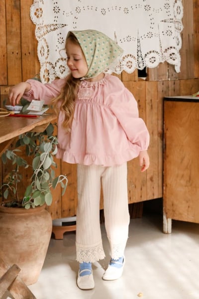 FLO39｜(75-140) 3色法式傘狀荷葉襯衫2