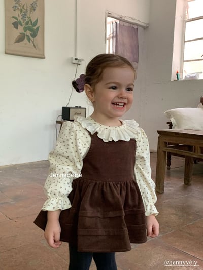 JE582｜(73-100cm) 滾邊翻領上衣/燈芯絨吊帶包屁裙24