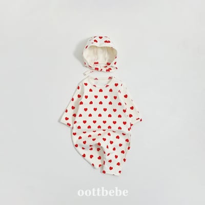 Oottbebe41｜(0m-12m) 甜美愛心連身包屁褲(含帽子)7