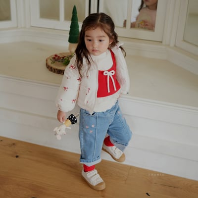 neneru16｜(70cm-125cm)1色蝴蝶結刺繡絎縫夾層棉外套3