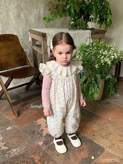 JE559｜(73-100cm) 蕾絲花邊領壓紋上衣/碎連身褲16