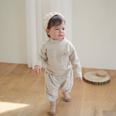 neneru06｜(60cm-85cm) 2色波點壓紋縮口褲4