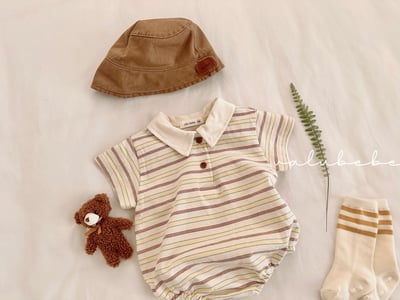 Valubebe 42｜(65-80cm) 襯衫條紋連身服8