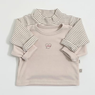Oottbebe82｜(0m-12m  1y-7y)  薄絨愛心+條紋上衣兩件組11
