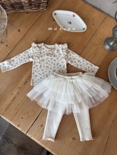 Marron 02｜(1y-6y) 碎花荷葉肩袖上衣4