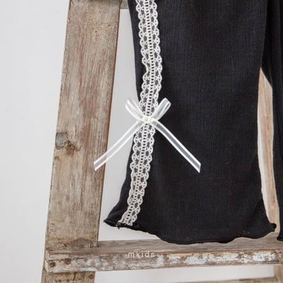 M-KIDS26｜(65-115cm) 蕾絲滾邊蝴蝶結長褲5