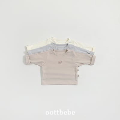 Oottbebe82｜(0m-12m  1y-7y)  薄絨愛心+條紋上衣兩件組3