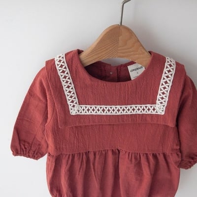 LEMONADE21｜(55cm-85cm) 2色滾邊翻領包屁衣含帽子18