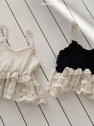 Bebe holic15｜(3m-18m) 針織蕾絲小花背心2