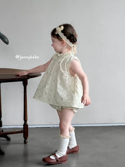 JE704｜(80-110cm) 花邊法式印花無袖套裝8