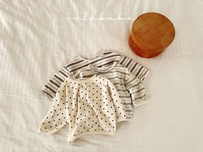 Valubebe78｜(65-90) 補丁條紋/點點上衣1