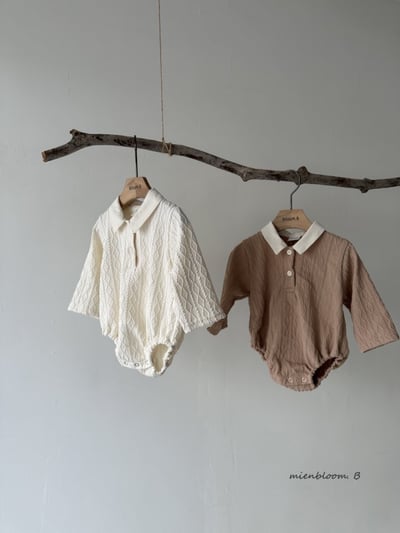 Bloom.b45｜(0m-18m) 有領壓紋包屁衣1