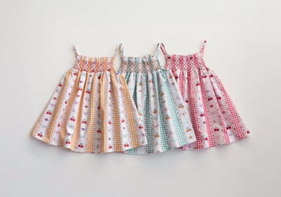 FLO10｜(75-140) 3色櫻桃碎花細肩洋裝22