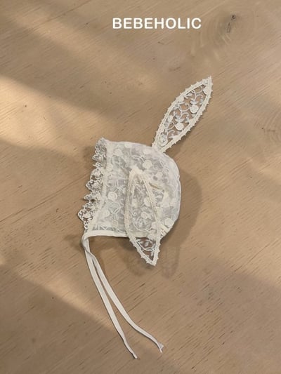 Bebe holic64｜(Free) 蕾絲兔耳綁帶帽2