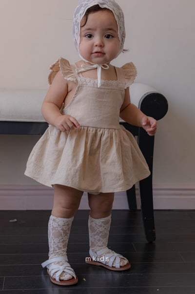 M-KIDS37｜(65-80cm) 蕾絲綁帶帽8