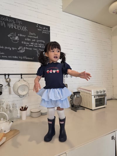 Color13｜(75-115cm) 草莓印花公主袖上衣11