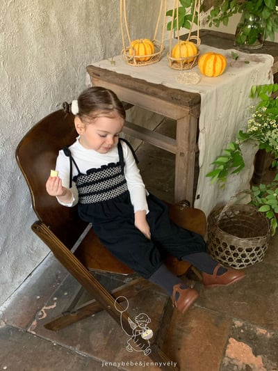 JE581｜(73-100cm) 抓皺綁帶連身褲/素面捲邊上衣23