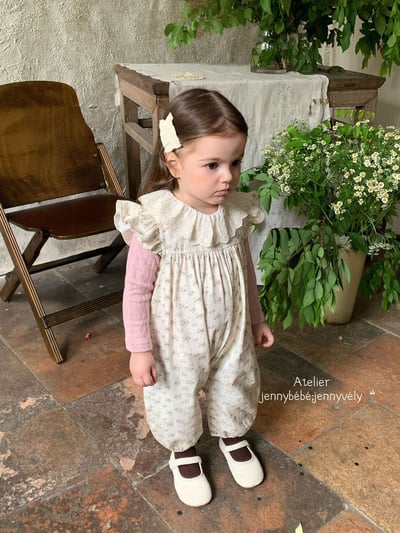 JE559｜(73-100cm) 蕾絲花邊領壓紋上衣/碎連身褲20