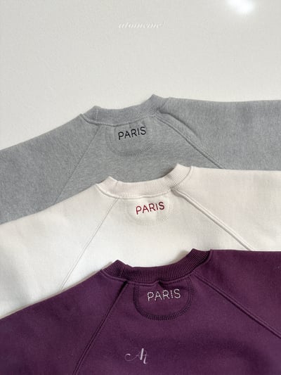 AT38｜(70-110) PARIS 刺繡落肩厚棉休閒上衣2