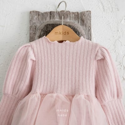 M-KIDS02｜(55-80cm) 2色羅紋捲邊薄紗綁帶包屁衣8