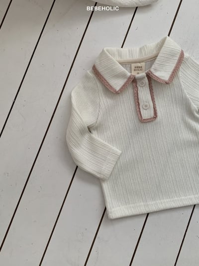 Bebe holic35｜(3m-18m) 蕾絲滾邊有領上衣4