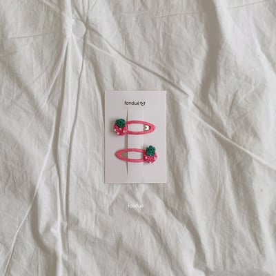 Fondue 43｜(Free)  針織草莓髮夾8