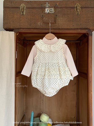JE594｜(66cm-90cm) 可爱圓點娃娃領包屁衣/高領上衣1