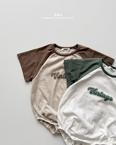 onu49｜(6m-12m) 撞色英字印花包屁衣2