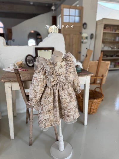 Marron 66｜(1y-6y) 古典碎花荷葉洋裝10