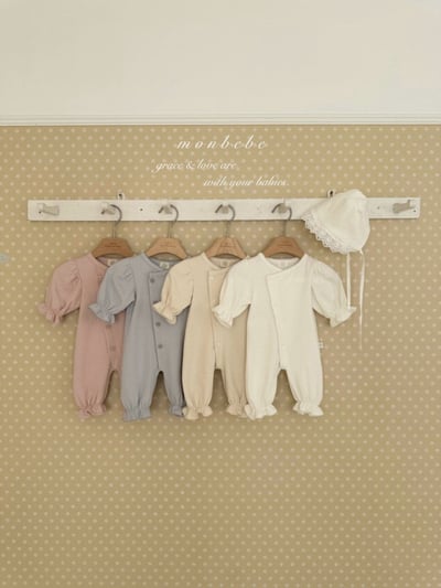 MONBEBE24｜(0m-3m) 貴族滾邊荷葉縮口連身衣13