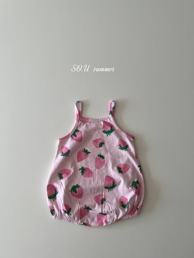 SO.U14｜(6m-18m) 草莓印花無袖包屁衣6