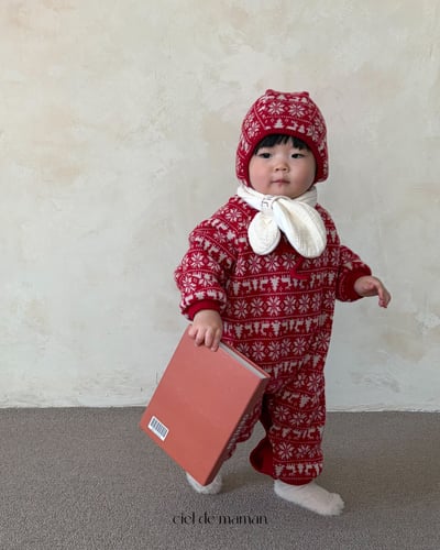 Cieldemaman07｜(3M~15M)  3色雪花麋鹿針織包屁衣含帽子20
