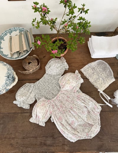 Marron09｜(3m-18m 1y-6y) 復古小碎花套裝1