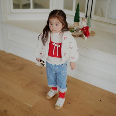 neneru16｜(70cm-125cm)1色蝴蝶結刺繡絎縫夾層棉外套4