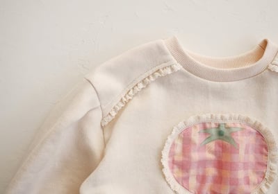 FLO12｜(75-140) 2色番茄碎花布蕾絲上衣24