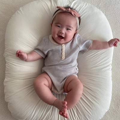 LIME&BLUE04｜(55-80cm)  素色鈕釦包屁衣17