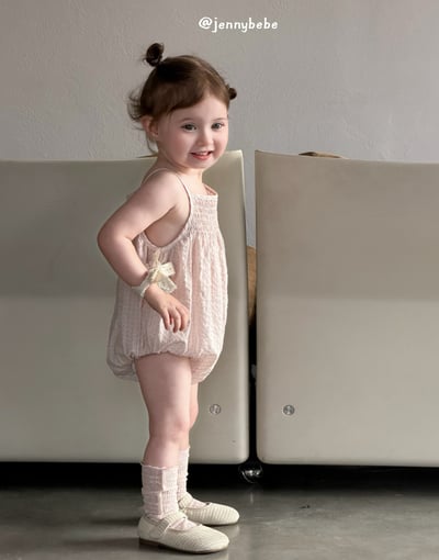 JE713｜(66-90cm) 肩帶小碎花包屁衣6