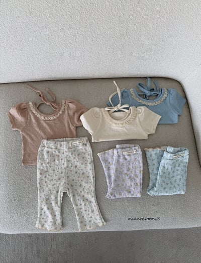 Bloom.b29｜(55cm-118cm) 碎花抓皺小喇叭褲9