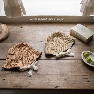 M-KIDS46｜(65-115cm) 蕾絲綁帶草帽1