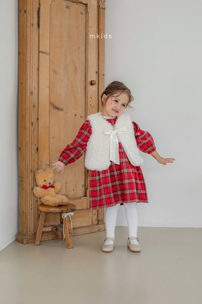 M-KIDS25｜(65-115cm) 1色聖誕格紋洋裝9