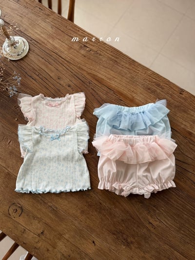 Marron02｜(3m-18m) 蕾絲小碎花套裝1