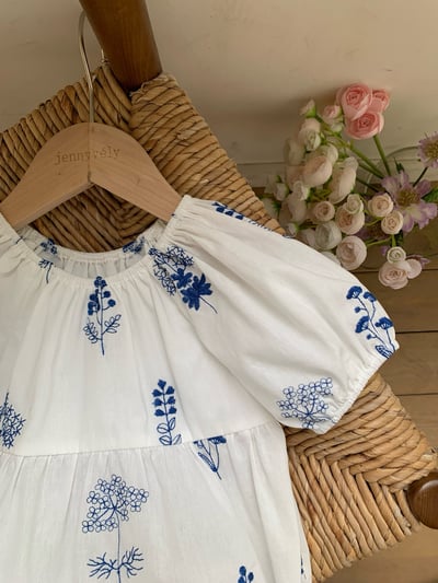 JE10｜(66-120cm-mom) 刺繡小花泡泡袖包屁衣/洋裝7