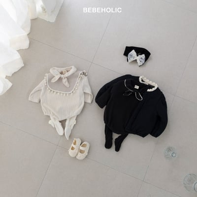 Bebe holic30｜(3m-18m) 領結滾邊包屁衣10
