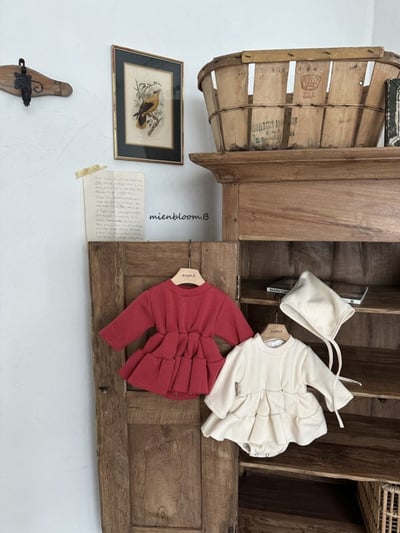 Bloom.b01｜(0m-24m) 層次洋裝包屁衣含帽子5