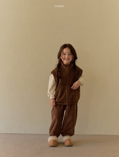 Lindo63｜(80cm-125cm) 波點磨毛休閒縮口褲9