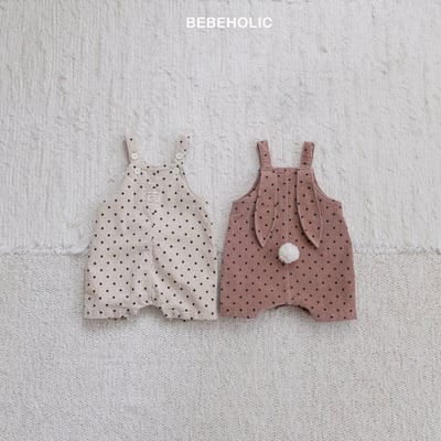 Bebe holic20｜(3m-18m) 波點兔子吊帶連身褲1