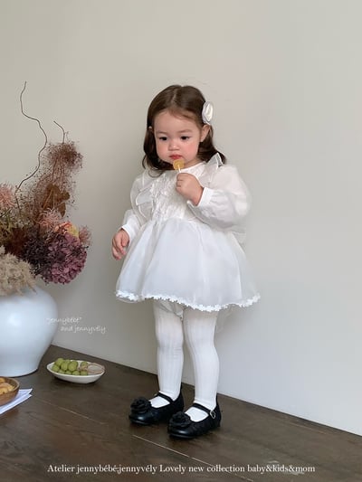 JE599｜(66cm-120cm) 玫瑰花白紗連身裙/包屁衣9