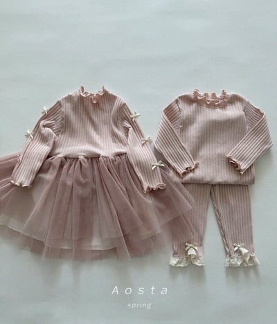 AOSTA04｜(6m-5y) 木耳邊碎花素面上衣9
