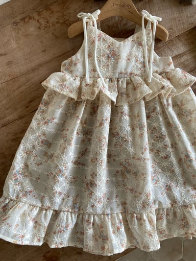 Anne Shirley35｜(1y-5y) 2色碎花壓紋綁帶洋裝12