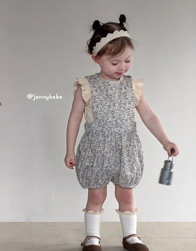 JE719｜(80-110cm) 小碎花連身短褲/荷葉背心7